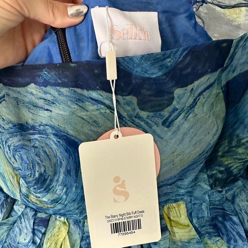 Selkie The Starry Night Silk Puff Dress Small NWT - Picture 13 of 16